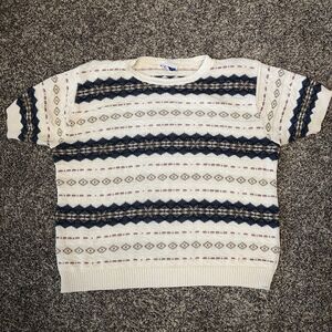 Vintage 90's Cape Code Womens Knit Beige Muted Nordic Pull Over Sweater Size L‎